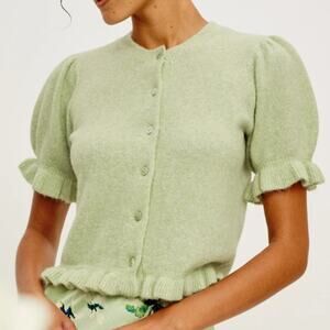 Rails Lora Top Womens XL Julep Green Wool Blend Short Sleeve Button Cardigan